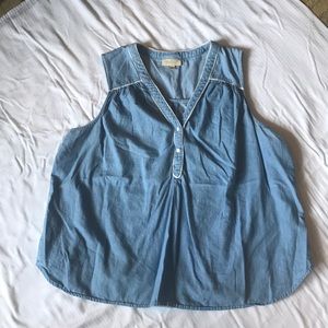 Vintage style denim sleeveless top